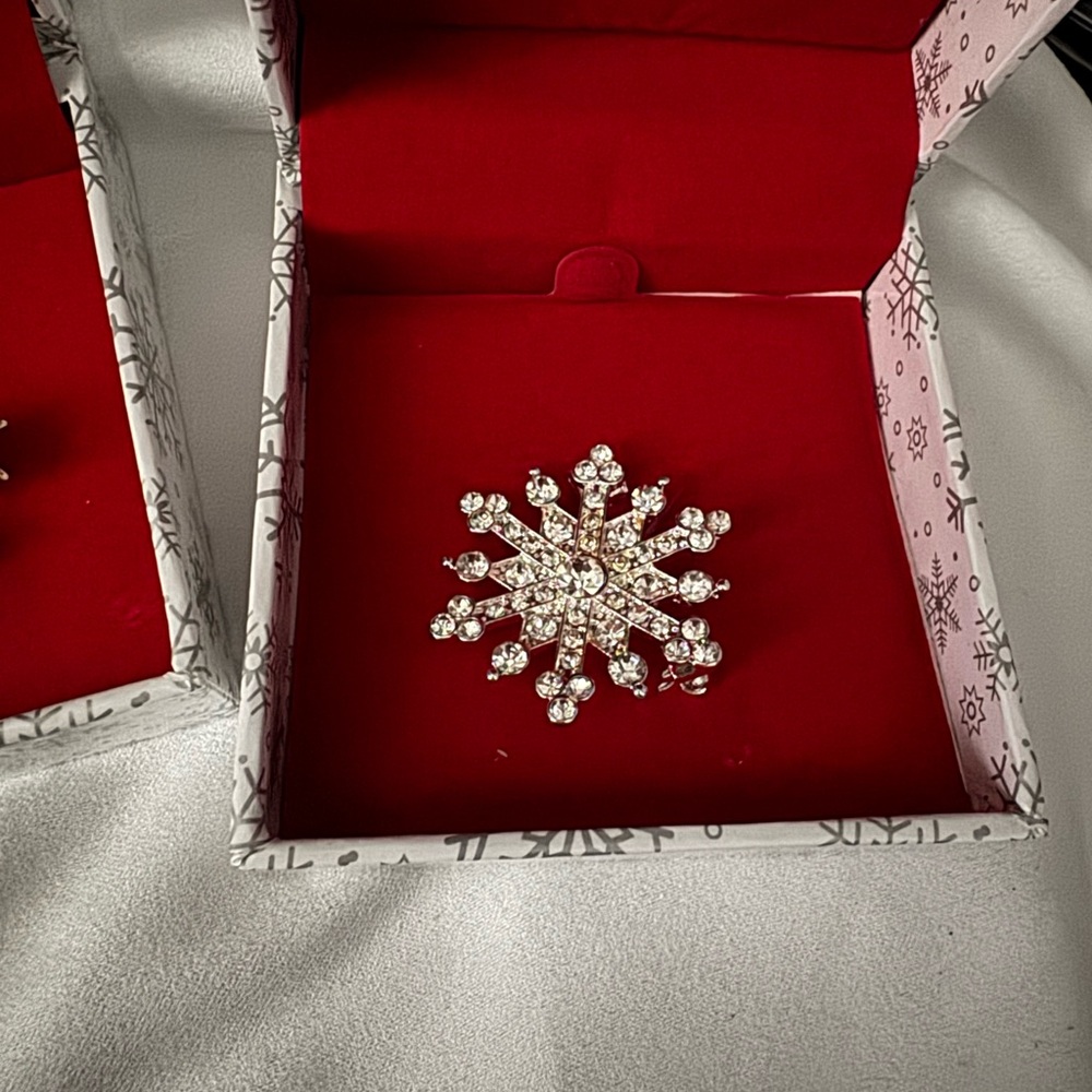 NIB Ice Red Cardinal and Snowflake Brooch Set ready to gift - Picture 3 of 9